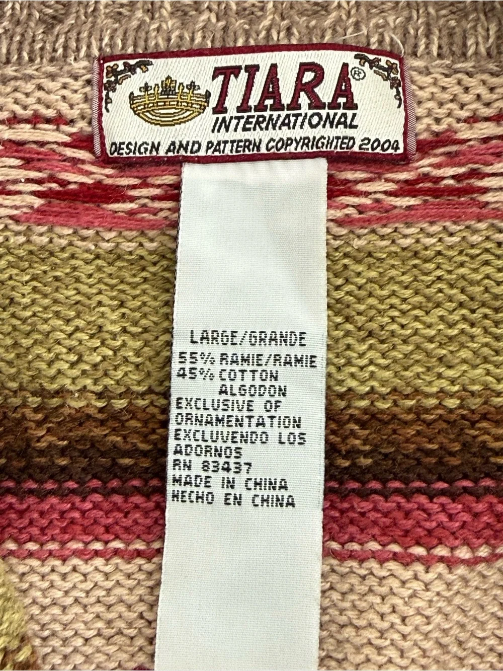 Vintage tiara international Full Zip Cardigan L Fair Isle Warm Fall  Grannycore